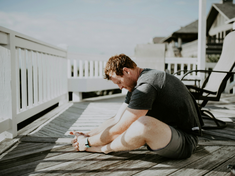 Beginner starting a simple workout routine at home.