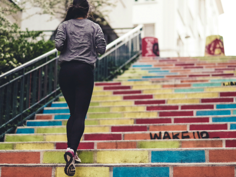 Stair climbing as a beginner cardio workout at home